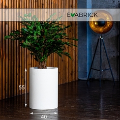 Кашпо Evabrick Cylinder 56 л белый искусственный камень 1 шт.