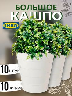 Кашпо для цветов ИКЕА Фнисс 10л, белый, 10шт Ikea