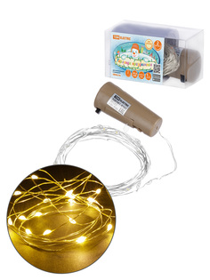 Гирлянда-пробка для бутылки Роса20 20LED, 2м, 3000К, 3хAG13/LR44, TDM SQ0361-0102