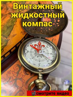 Компас жидкостный винтажный,складной, бронзовый Noname