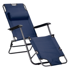 Кресло-шезлонг складное 3 в 1 синее No Brand