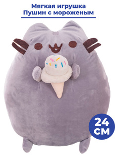 Мягкая игрушка кот Пушин с мороженым Pusheen 24 см No Brand