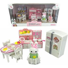 Игровой набор Zhorya зайчик с мебелью и аксессуарами Кухня Столовая игрушечная мебель