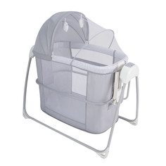 Приставная кровать Mastela Deluxe 4 в 1 Bassinet, люлька - качалка серый/белый