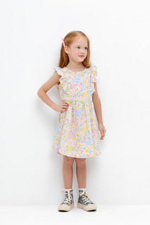 Платье детское CROCKID М 3202 D-1, цветочное настроение на белом, 134