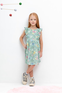 Платье детское CROCKID М 3202 D-1, голубая дымка, бабочки, 104