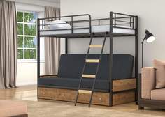 Двухъярусная кровать-диван 4 Сезона Дакар 2 Черный ящики Дуб крафт табак