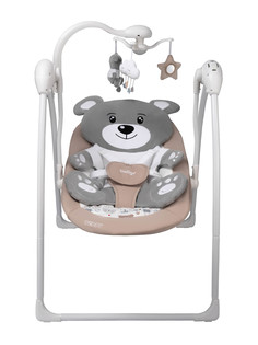 Электрокачели для новорожденных Indigo Teddy с пультом управления, бежевый