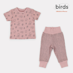 Футболка со штанишками MowBaby Birds Rose 2-82 р.74