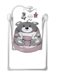 Электрокачели для новорожденных Indigo Teddy с пультом управления, розовый