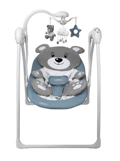 Электрокачели для новорожденных Indigo Teddy с пультом управления, синий