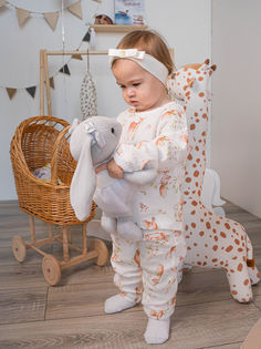 Пижама детская Kamiarikids олени, белый с оленями, 92