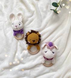 Набор прорезыватели-погремушки ручная работа 15см 3 шт Amigurumi