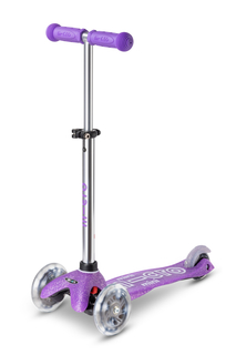 Детский самокат Micro Deluxe Glitter LED, блестящий сиреневый, MMD207
