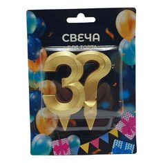 Свеча праздничная Грань Цифры 3? 6,5 см золотой металлик No Brand