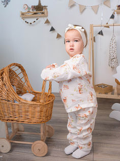 Пижама детская Kamiarikids олени, белый с оленями, 110