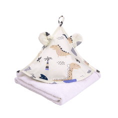 Полотенце детское с уголком AmaroBaby CUTE LOVE Little dino белый 90х90см AMARO-54CL-LD