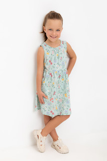 Платье детское CROCKID М 2618-7, дымчатый нефрит, летний букет, 134