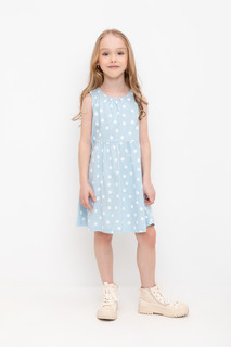 Платье детское CROCKID М 2618-7, голубая пудра, маленькие ромашки, 122