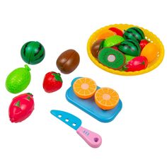 Набор фруктов игрушечный Essa Toys Яркие фрукты на липучке с ножом и доской