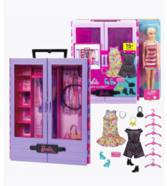 Шкаф Barbie с гардеробом и куклой Барби HJL66