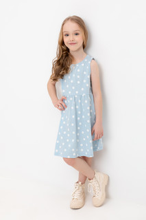 Платье детское CROCKID М 2618-7, голубая пудра, маленькие ромашки, 98