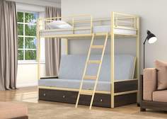 Двухъярусная кровать-диван 4 Сезона Дакар 2 Слоновая кость ящики Венге