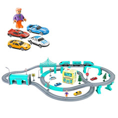 Магнитная детская железная дорога Городской поезд, 92 элемента, голубой No Brand