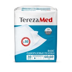 Пеленки одноразовые впитывающие TerezaMed Basic 60 x 60, 30 шт
