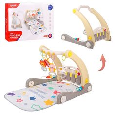 Развивающий коврик-ходунки Smart Baby 4 игрушки, пианино, звук, свет, JB0333955