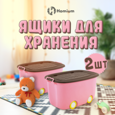 Набор ящиков для хранения игрушек с крышкой ZDK Play, 2 шт, 58х38х30см, розовый