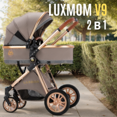 Коляска для новорожденных 2 в 1 Luxmom V9 цвет коричневый
