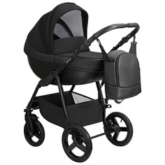 Коляска детская 2 в 1 Jovola Avant Eco 07 черная кожа черный