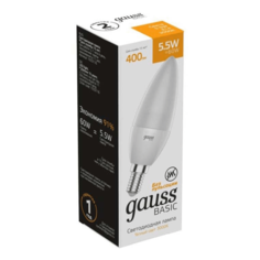 Лампа светодиодная Gauss Basic Свеча E14 5,5 Вт 3000 K