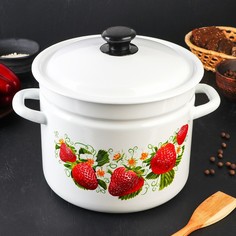 Кастрюля цилиндрическая, 7 л, деколь МИКС, цвет белый No Brand