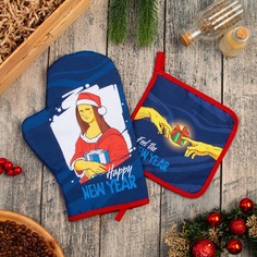 Набор кух. "Feeling" варежка-прихватка 20х28 см, прихватка 17х17 см, 35% х/л, 65% п/э No Brand