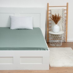 Простыня на резинке Этель 180x200x25, цв.зеленый, 100% хлопок, поплин 125г/м2