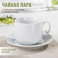 Чайная пара Экспресс белая, фарфор чашка 220мл блюдце d-14см (6С1628) No Brand
