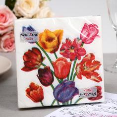 Салфетки бумажные New Line FRESCO «Тюльпаны», 2 слоя, 33*33 см, 20 шт. (2 набор) No Brand