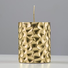 Свеча - цилиндр "ICEBERG", 8x6,5 см, золотая No Brand