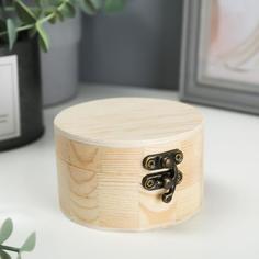 шкатулка дерево простая круглая 9,2*9,2*5,2 см No Brand