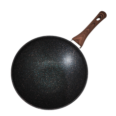 Сковорода WOK Granit ultra blue, 28 см, h=9,5 см, пластиковая ручка, чёрный No Brand