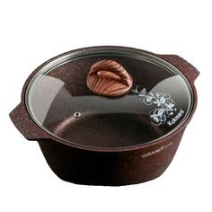 Кастрюля-жаровня Granit ultra, 5л, стеклянная крышка, цвет красный No Brand
