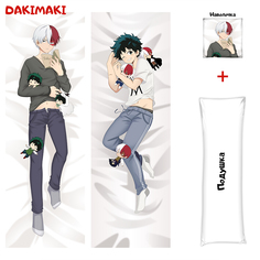 Наволочка + подушка Дакимакура Шото Тодороки и Изуко Мидория 0280 150x50 Dakimaki