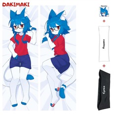 Наволочка + подушка + сумка Дакимакура Фурри Синий Кот 0625 150x50 Dakimaki