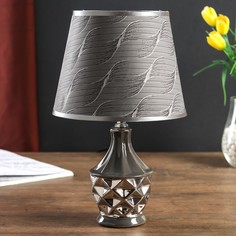 Лампа настольная керамика Вильнюс серая с серебром Е14 40Вт No Brand