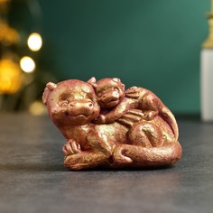 Фигура "Мама и дракончик" бордовая с позолотой, 8х6х5см Хорошие сувениры