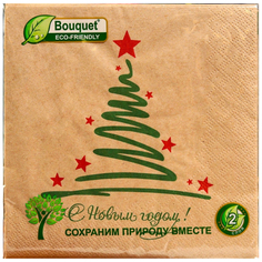Салфетки бумажные Bouquet Eco-Friendly крафтовые С Новым Годом! 2 слоя 33 х 33 см 25 шт