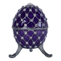 Шкатулка-яйцо Glasar со стразами 5 х 5 х 8 см фиолетовая ГЛАСАР