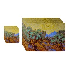 Подставки GenLex Оливковая роща с костерами 21,5 х 29 см 4 шт